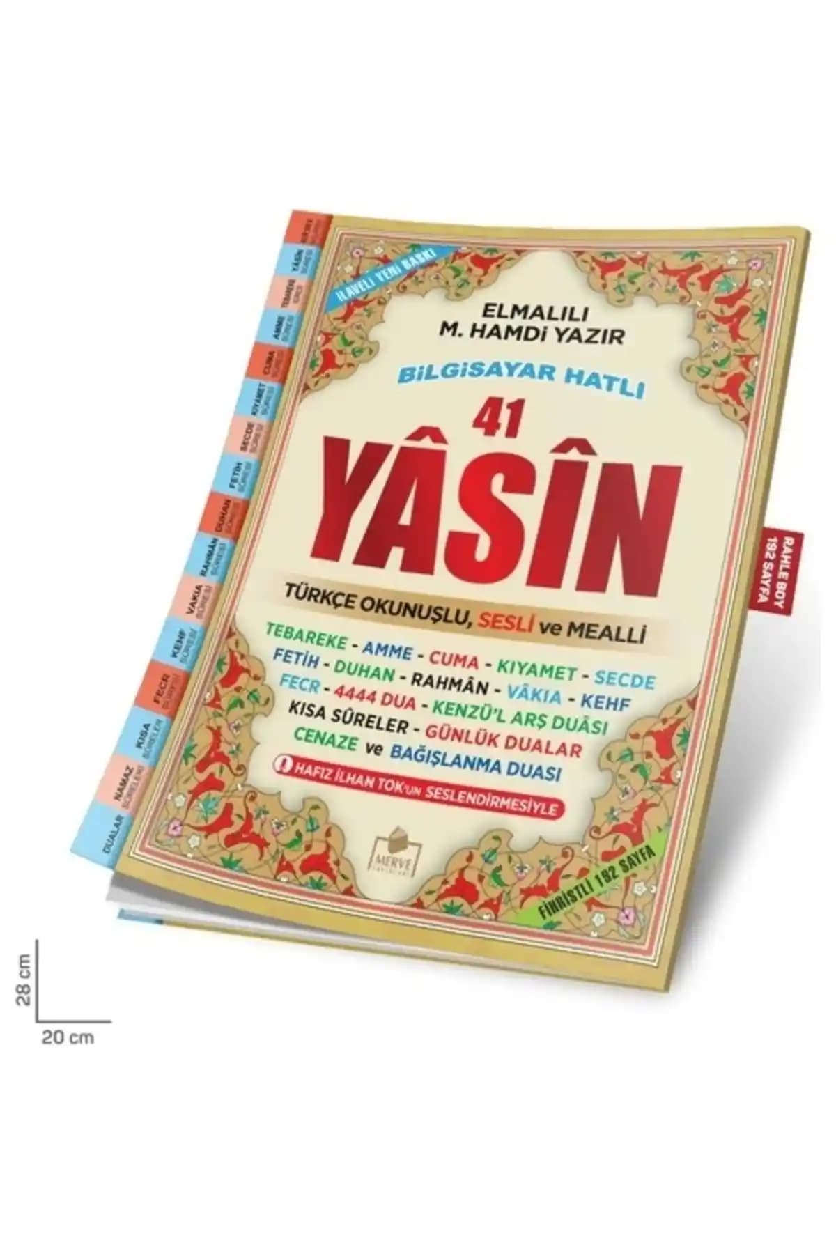 Merve Yayınları 41 Yasin Fihristli Dini Metinler ve Türkçe Okunuşlu Mealli Kitap