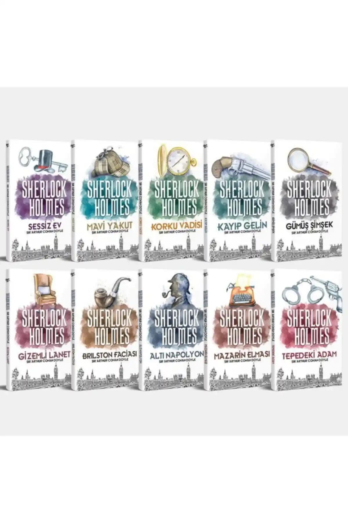 Sherlock Holmes Polisiye Kitap Seti 10 Ciltlik Koleksiyon 2023 Baskısı ve Uygun Fiyatlı