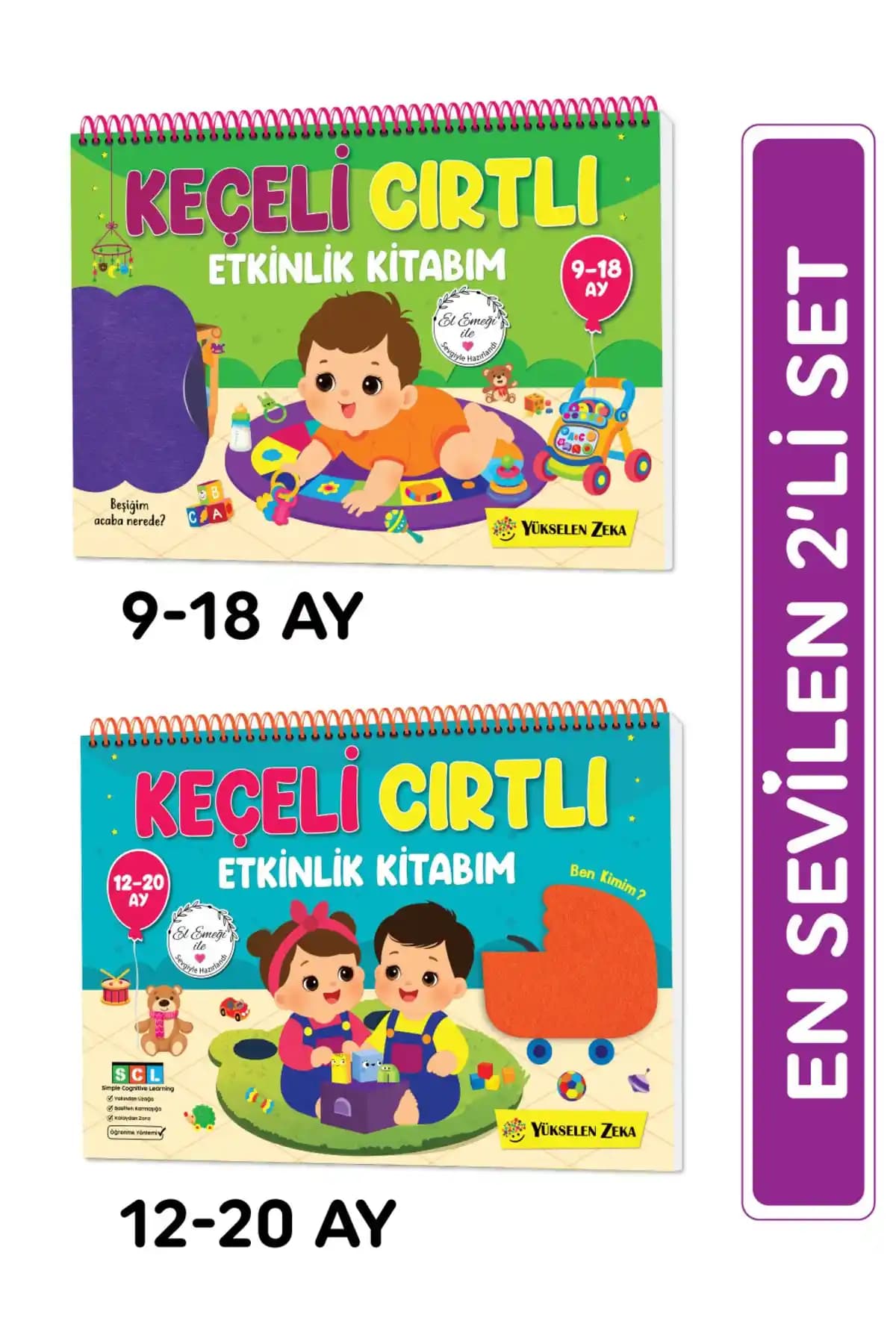 Yükselen Zeka Keçeli Etkinlik Kitabım 2'li Set Çocukların Motor ve Zeka Gelişimini Destekler