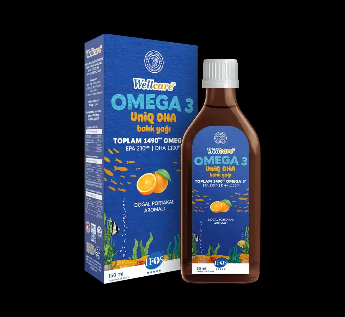 Wellcare Uniq DHA Omega 3 Doğal Portakal Aromalı Balık Yağı Sağlık ve Lezzet Bir Arada
