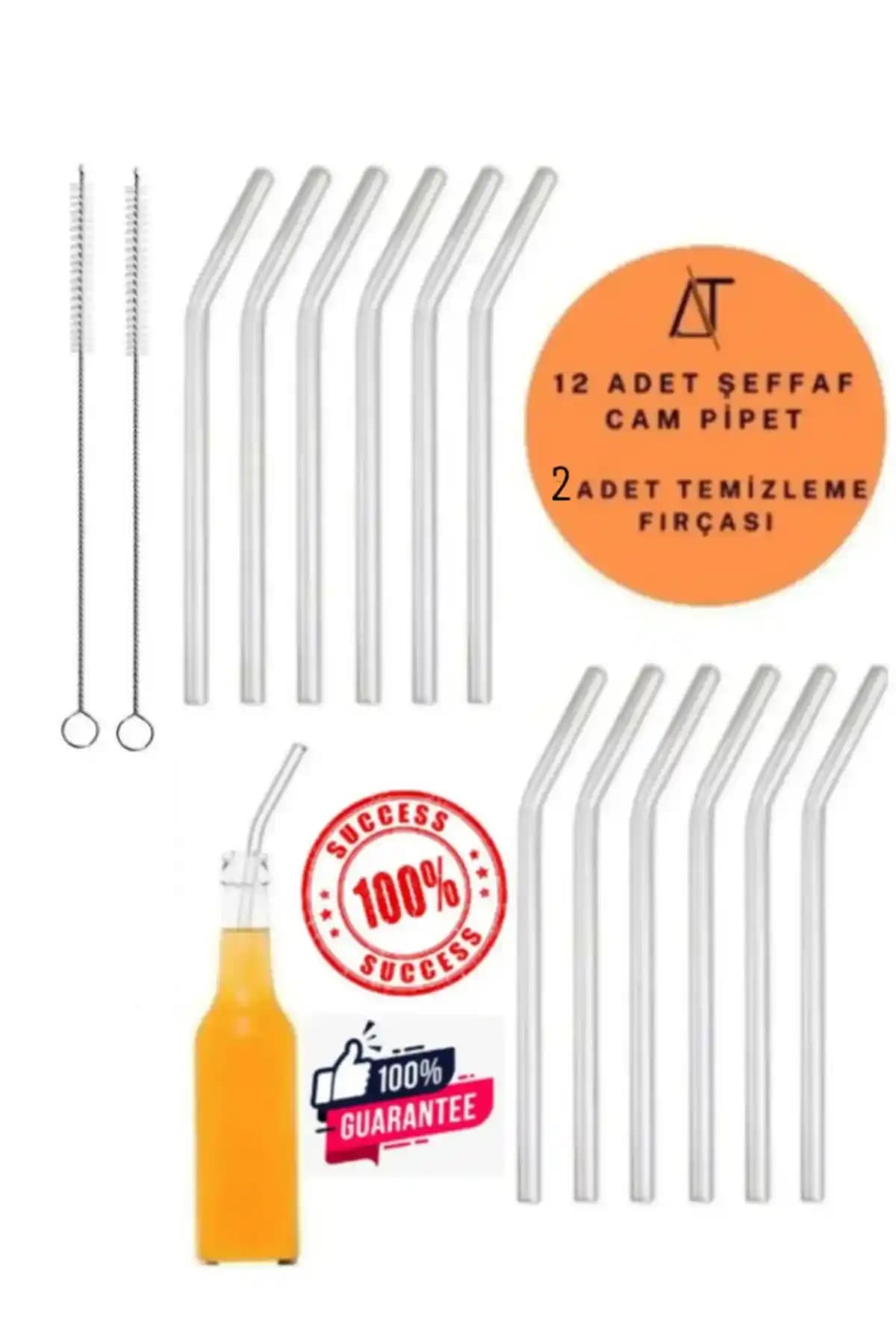 AcarlarTicaret 12'li Cam Pipet ve Temizleme Fırçası Seti Sağlıklı ve Estetik Kullanım İçin Uygun