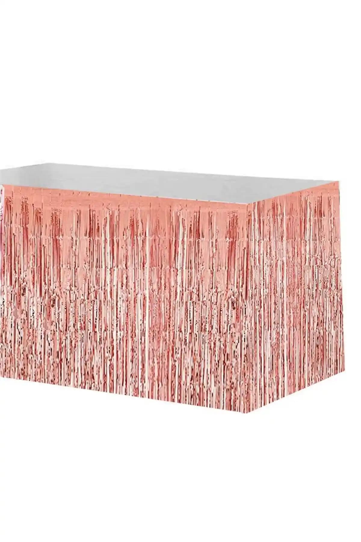 BİDOLUMUTLULUK Rose Gold Metalik Folyo Püskül Masa Eteği: Şık ve Pratik Masa Dekorasyonu Ürünü