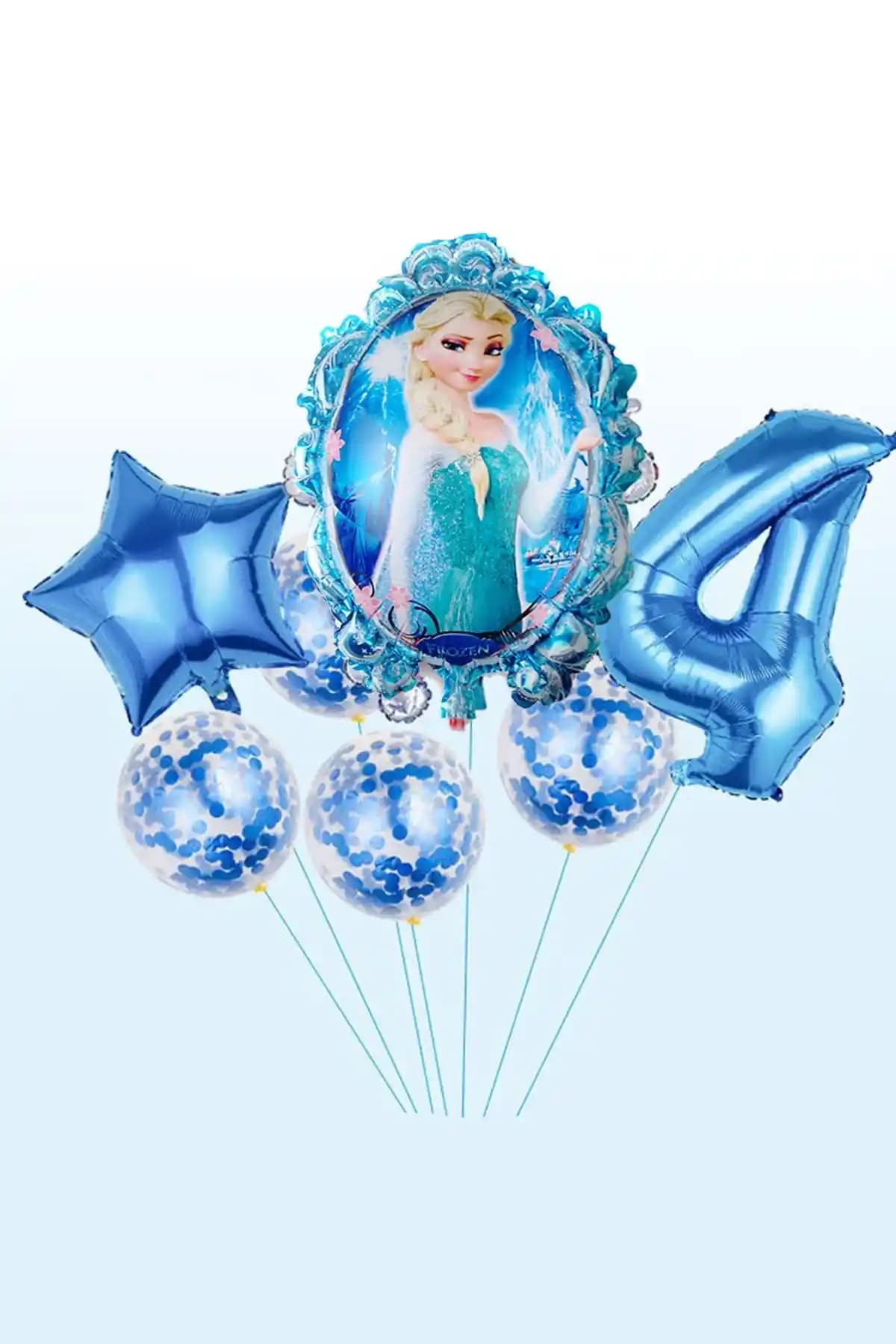 Frozen Elsa Mavi Rakamlı Balon Seti ile Büyülü Parti Dekorasyonu Oluşturun