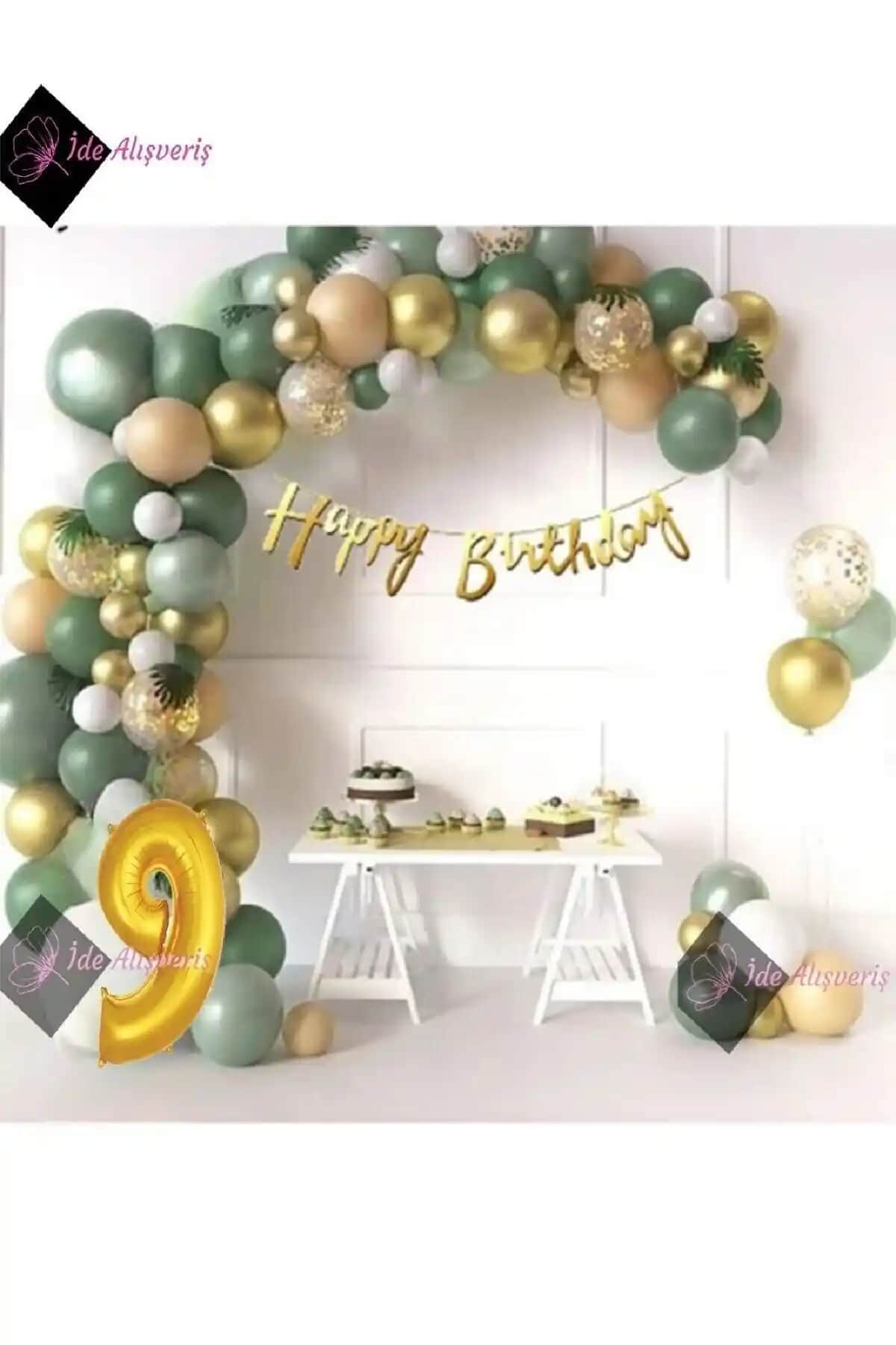 Genel Markalar Küf Yeşilli Lüks Doğum Günü Balon Seti ile Renkli Kutlamalar Yaratın