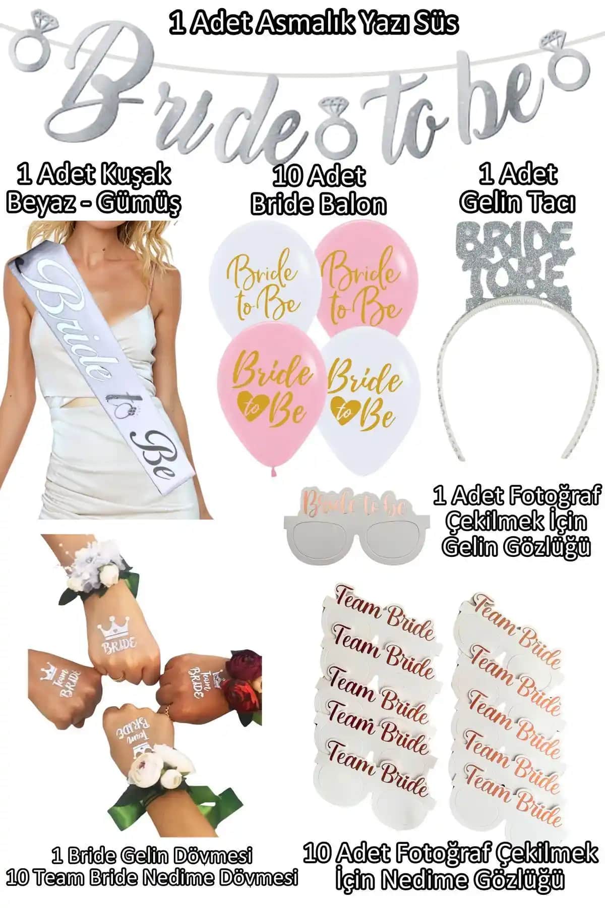 Huzur Party Store 35 Parça Gümbüş Bride To Be Seti Bekarlığa Veda Partileri İçin Şık ve İşlevsel Dekorasyon