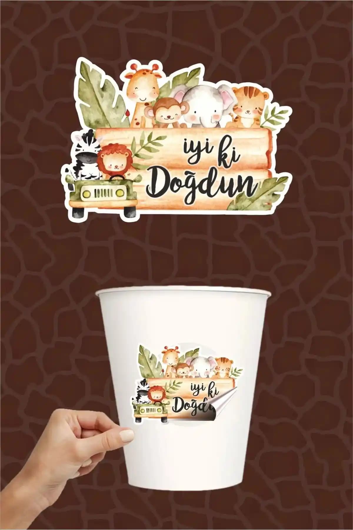 Neşeli Günlerim Safari Hayvanları Pastel Sticker Seti Çocuklar İçin Renkli ve Eğlenceli Dekorasyon