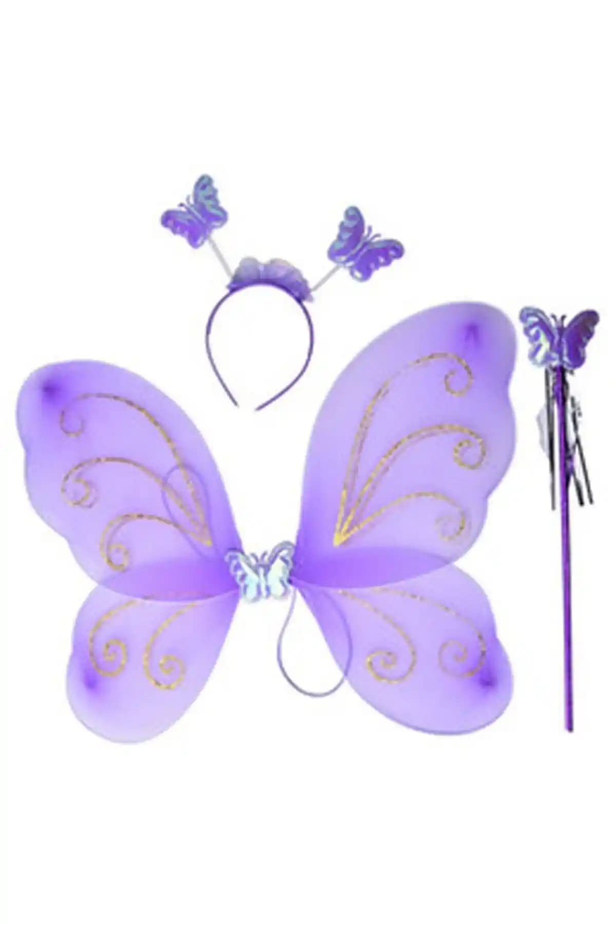 Pandoli Mor Renk Kelebek Kanat Seti: Çocuk ve Yetişkinler İçin Eğlence ve Dekorasyon Aracı