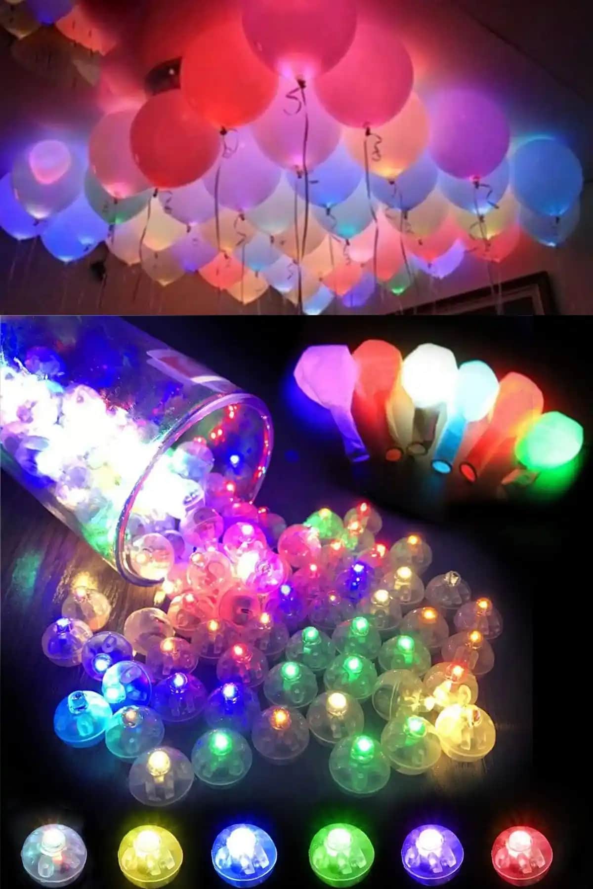 Parti Dolabı 10 Karışık Renkli Işıklı Balonlar ve LED Balon Işığı - Eğlenceyi Artıran Yenilikçi Ürün