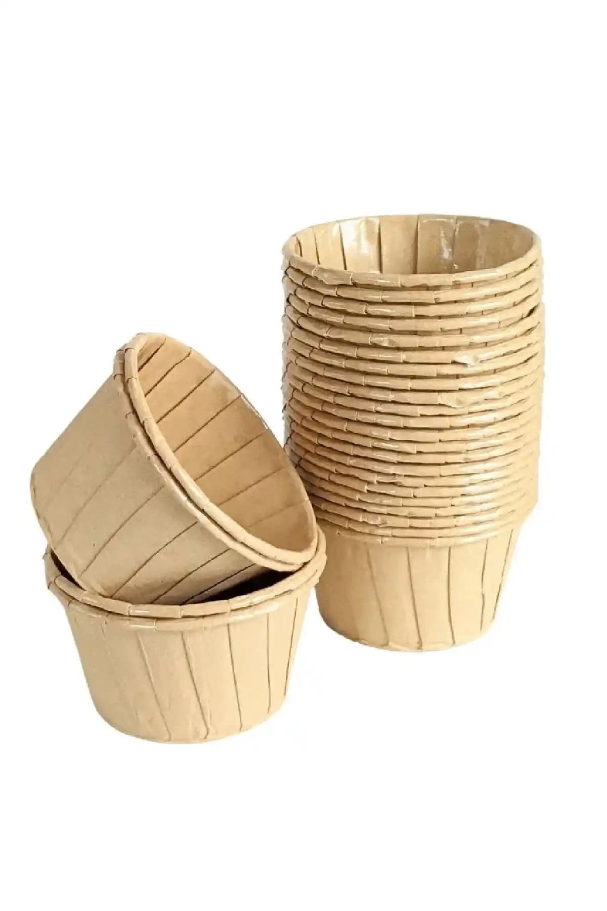 Parti Dolabı 50'li Kraft Naturel Muffin Kek Kalıbı Dayanıklı ve Estetik Sunum Araçları