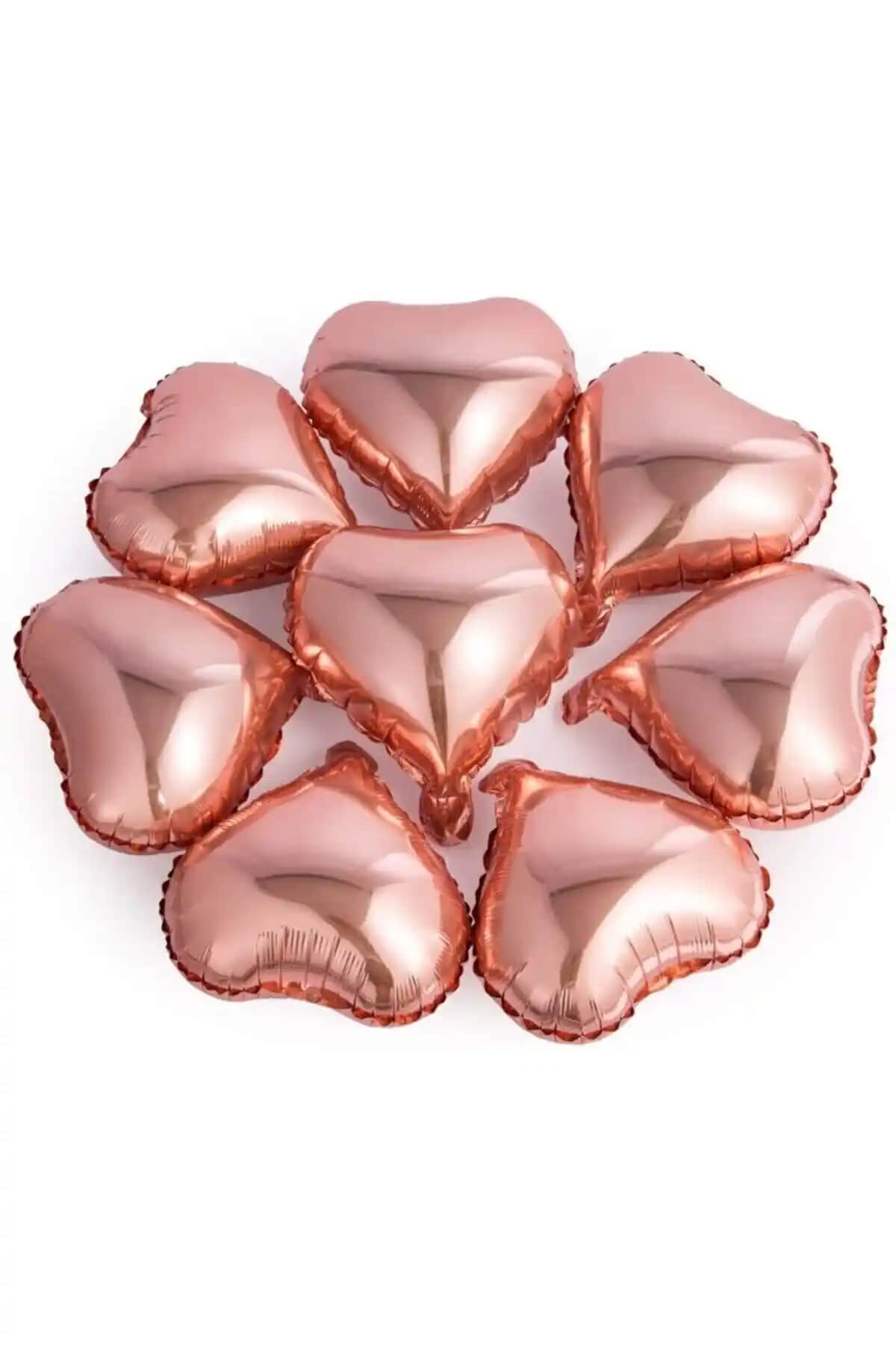 Parti Sürprizi Rose Gold Kalp Mini Shape Folyo Balonları Romantik ve Şık Kutlama Dekoru