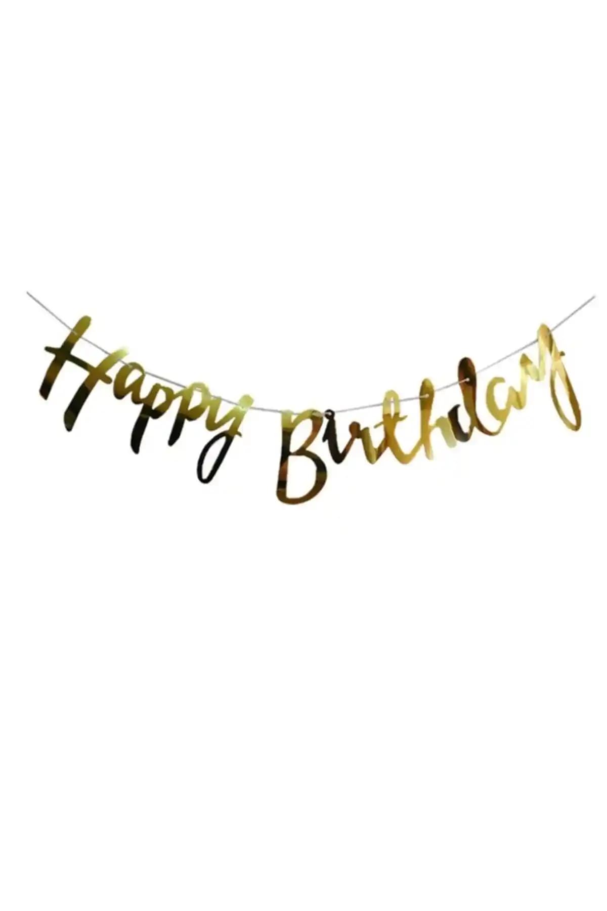 Partioutlet Gold Happy Birthday Banner: Şık ve Dayanıklı Doğum Günü Dekorasyonu