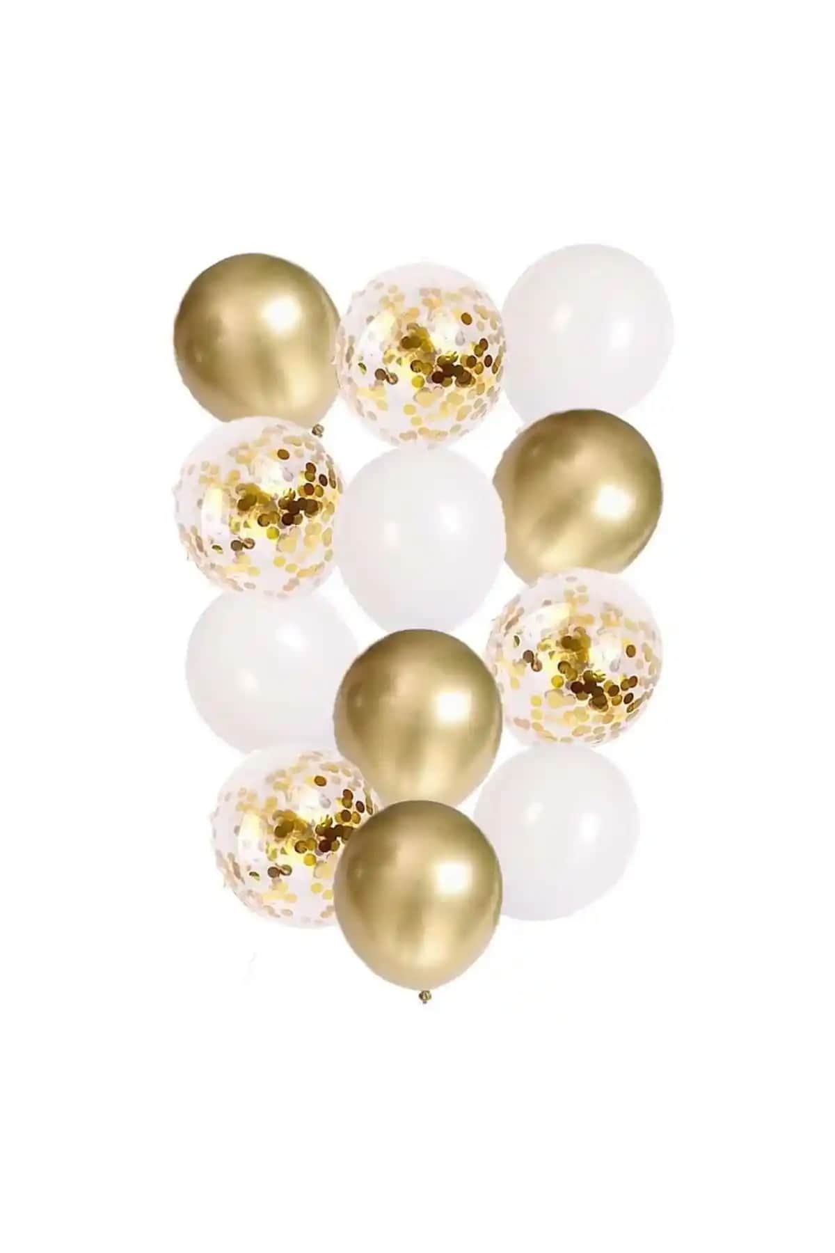 Patla<dı> Gitti 12 inç Beyaz ve Gold Balonlar: Şık ve Çok Amaçlı Dekorasyon Seçeneği