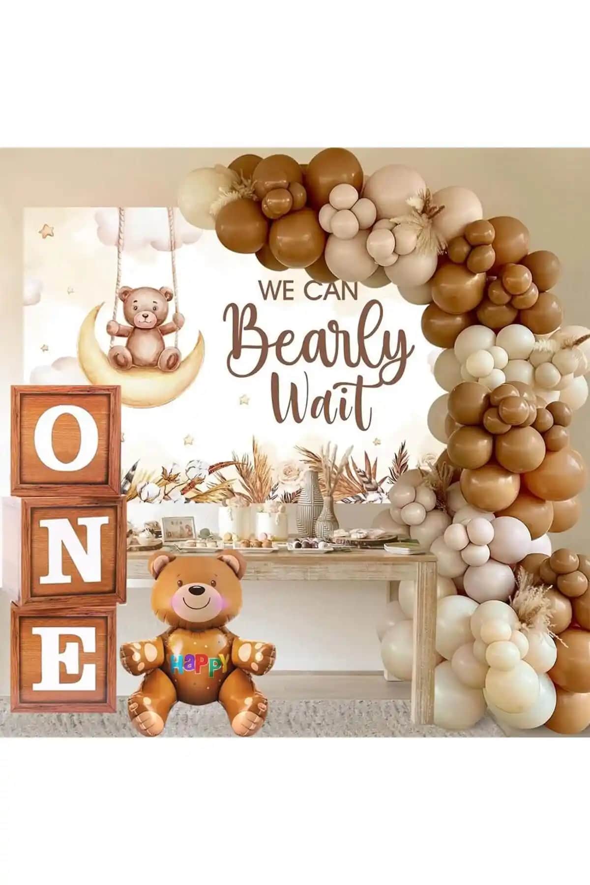 Patla<dı> Gitti Oyuncak Ayıcık Temalı 1 Yaş Doğum Günü Seti: Renkli ve Dayanıklı Dekorasyon Çözümü