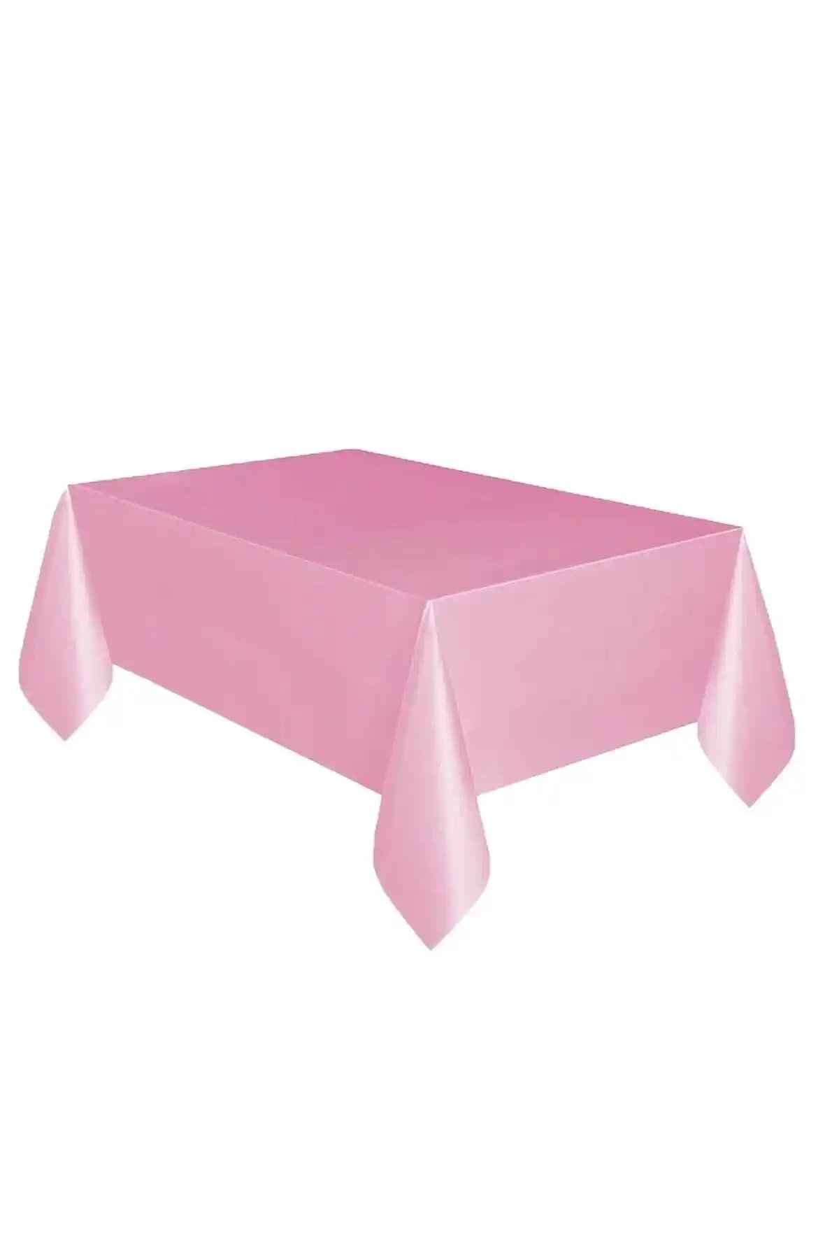 Pembe Renkli 120x180 Cm Tek Kullanımlık Plastik Masa Örtüsü Doğum Günü ve Etkinlikler İçin