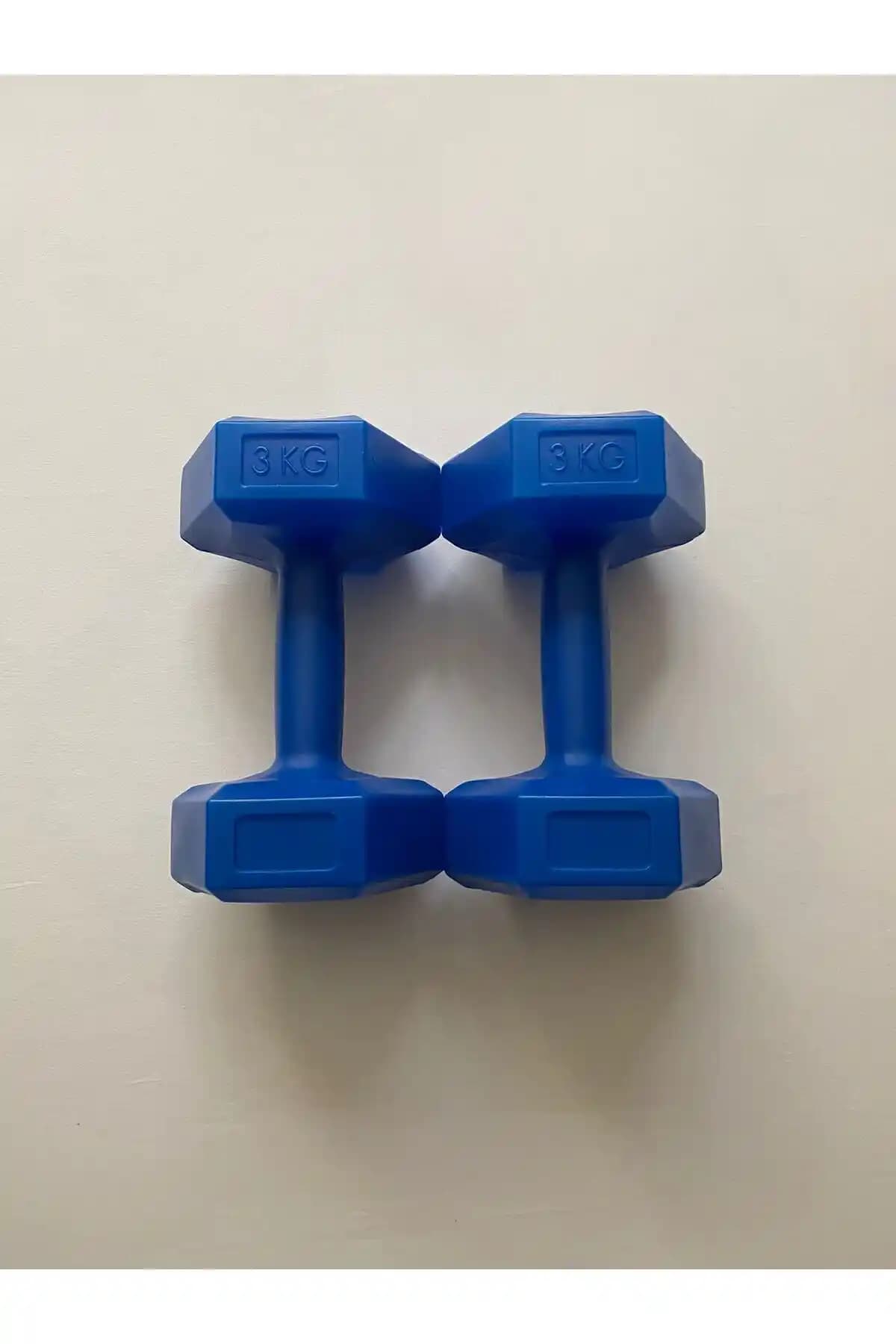 Tritex 3kg x 2 Köşeli Vinyl Kaplı Mavi Dambıl Seti Spor ve Egzersiz İçin