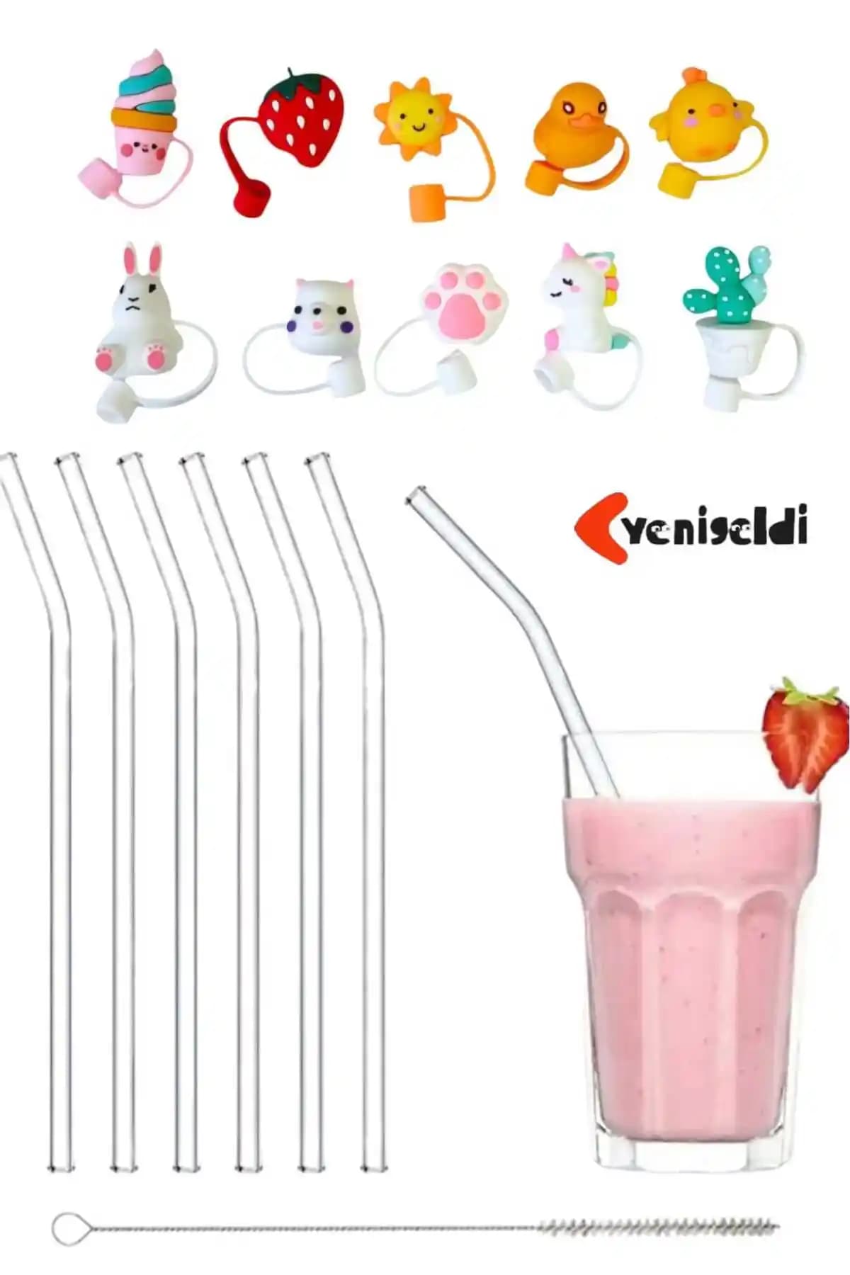 Yenigeldi 6'lı 20cm Cam Pipet Seti Sağlıklı ve Dayanıklı İçecek Aksesuarları