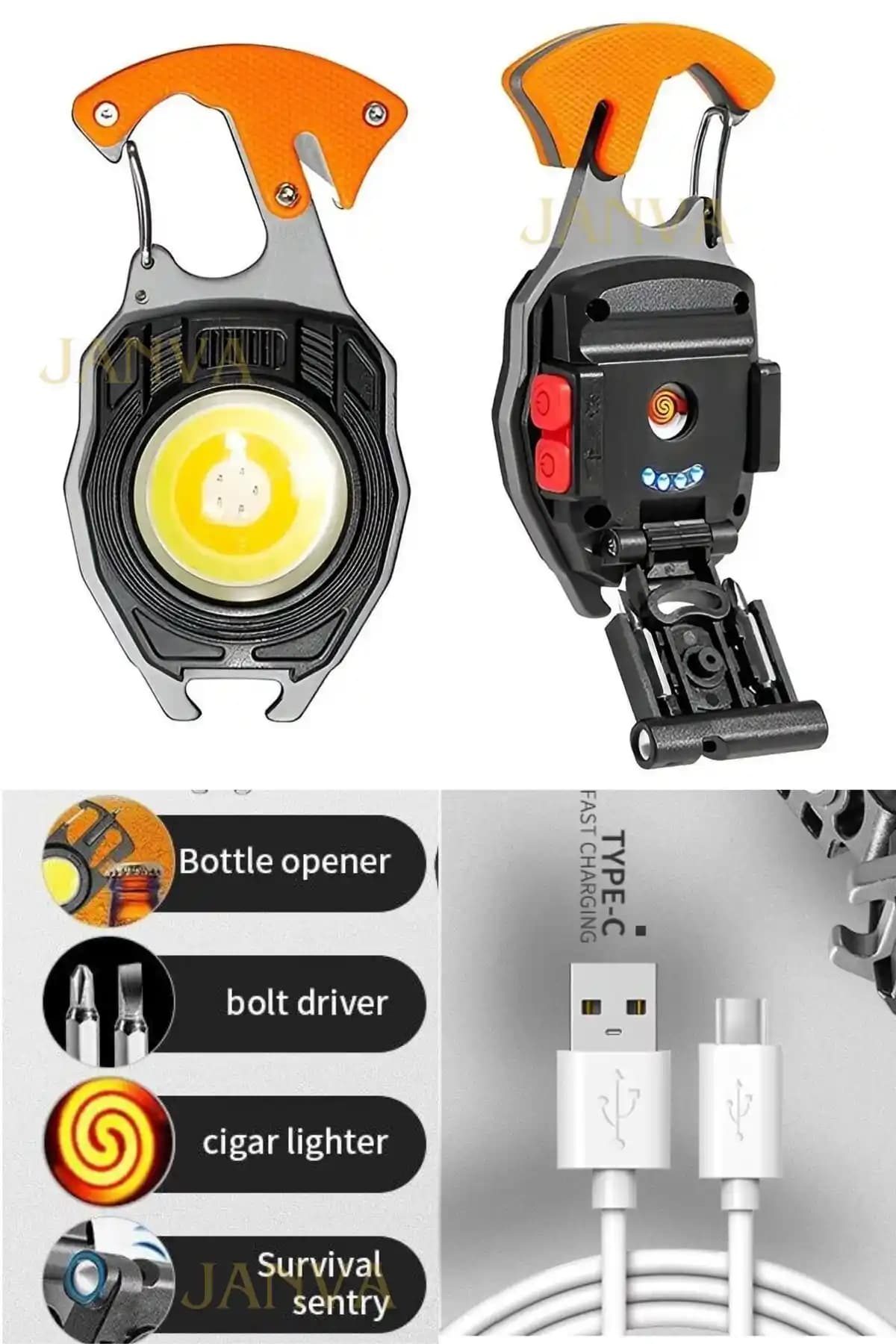 Janva Çok Fonksiyonlu Kamp Feneri ve Anahtarlık: Dayanıklı, Şarjlı ve Çok Yönlü Outdoor Aleti