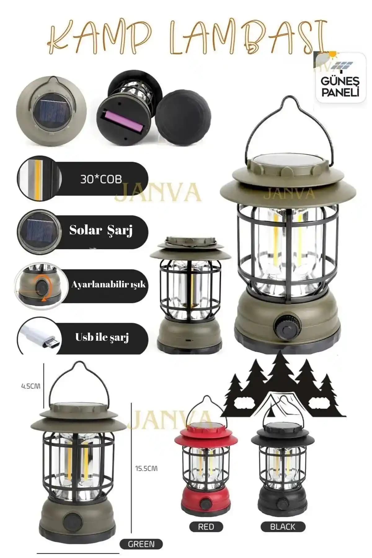 Janva Nostaljik Işık Kamp Lambası: Çok Fonksiyonlu, Şarj Edilebilir ve Dayanıklı