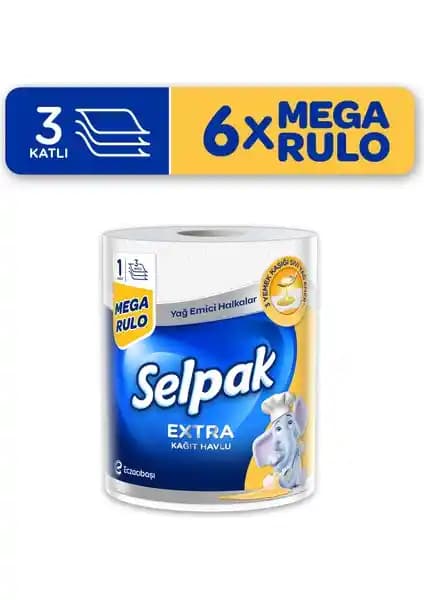Selpak 1=3 Yağ Emici Mega Rulo Havlu: Yüksek Emicilikle Mutfakta Temizlik Kolaylığı