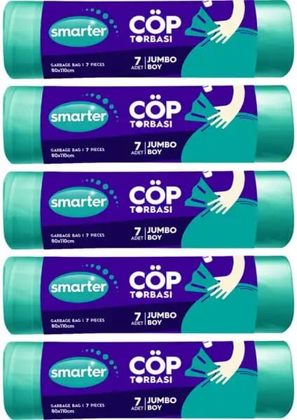 Smarter 5'li Jumbo Boy Çöp Torbası Geniş Hacimli ve Dayanıklı Temizlik Çözümü