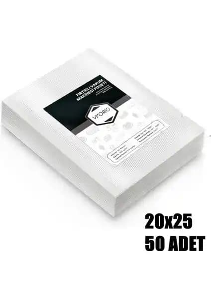 Vi'Orio 20X25 Tırtıklı Vakum Makinesi Poşeti Gıda Saklama ve Dondurucu Kullanımı İçin Uygun