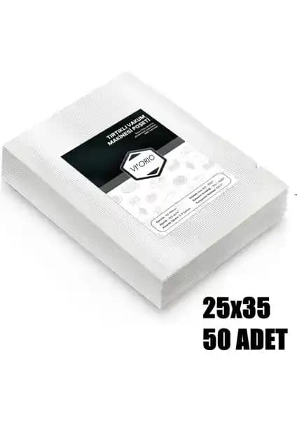 Vi'Orio 25X35 Tırtıklı Vakum Makinesi Poşeti Gıda Saklama ve Tazelik Koruma Çözümü