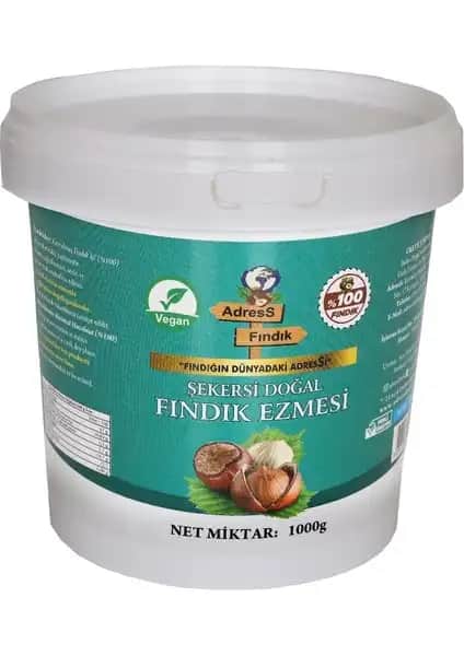 Adres Fındık Şekersiz Doğal Fındık Ezmesi 1 kg Sağlıklı ve Katkısız Lezzet Deneyimi