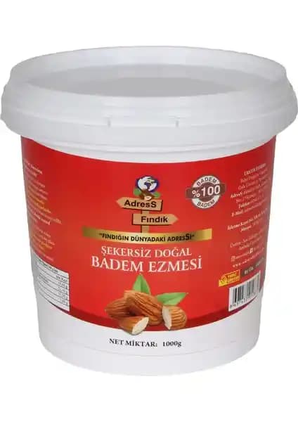 AdresS Fındık Şekersiz Doğal Badem Ezmesi - Sağlıklı ve Yüksek Kalite Ürün