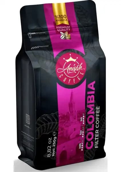 Anisah Coffee Kolombiya Filtre Kahve: Orta Kavrulmuş Arabica Kahve ile Kalite ve Lezzetin Buluşması
