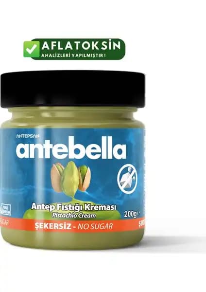 Antebella Antep Fıstık Kreması: Doğal ve Şekersiz Lezzetli Fıstık Ezmesi 200g