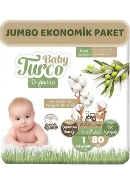 Baby Turco Doğadan 1 No Paket Newboron Yenidoğan Bebekleri İçin Doğal ve Güvenilir Bez