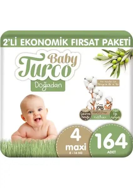 Baby Turco Doğadan 2'li Ekonomik Bebek Bezi Paketi 8-14 kg Arası Bebekler İçin