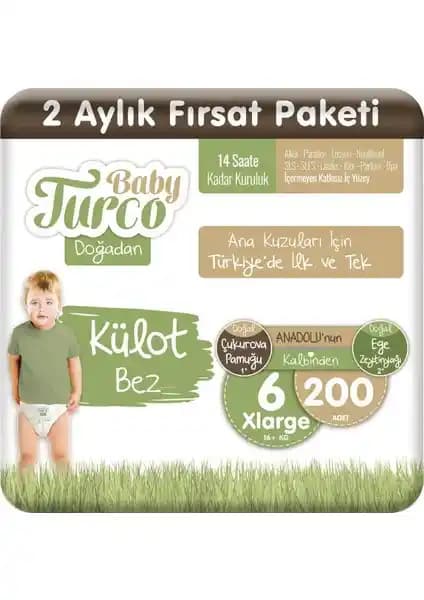 Baby Turco Doğadan Külot Bez 6 Numara Xlarge: Yüksek Emicilik ve Konfor Sağlayan Bebek Bezi