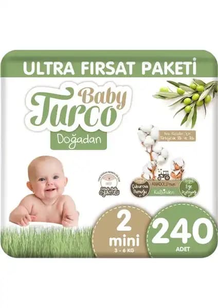 Baby Turco Doğadan Ultra Fırsat Paketi Bebek Bezi 2 Numara Mini Güvenilir ve Ekonomik
