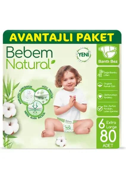 Bebem Natural Bebek Bezi 6. Beden Ekstra Large ile Hassas Ciltler İçin Güvenli ve Konforlu Kullanım