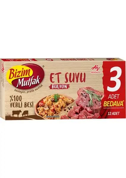 Bizim Mutfak Yerli Beşî Et Suyu Bulyon 12'li Paketle Lezzet ve Pratiklik Bir Arada