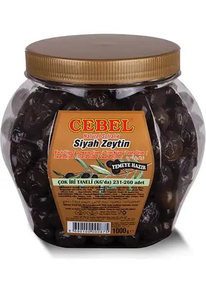 Cebel Siyah Zeytin Çok İri Taneli 1000 gr Paketle Lezzet ve Kalitenin Buluşması