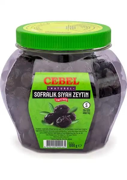 Cebel Siyah Zeytin S 291-320 Kalibre 1000 gr Pet Doğal ve Katkısız Lezzet