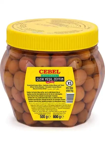 Cebel Yeşil Zeytin Çizik 500 Gr Pet Doğal ve Lezzetli Sağlıklı Atıştırmalık
