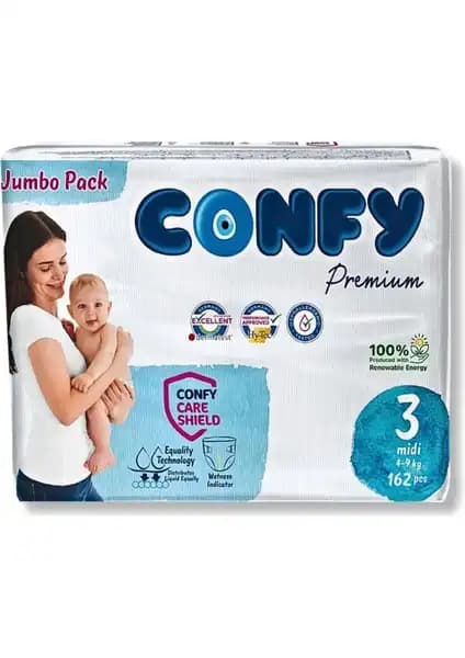 Confy Premium Bebek Bezi 4-9 kg için yüksek emicilik ve kolay kullanım özellikleriyle tercih edilen model