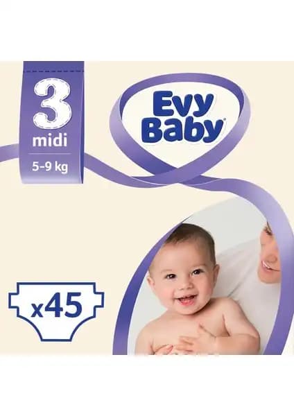 Evy Baby Bebek Bezi 3 Beden Midi Jumbo Paket: Güvenilir ve Konforlu Bebek Bakımı
