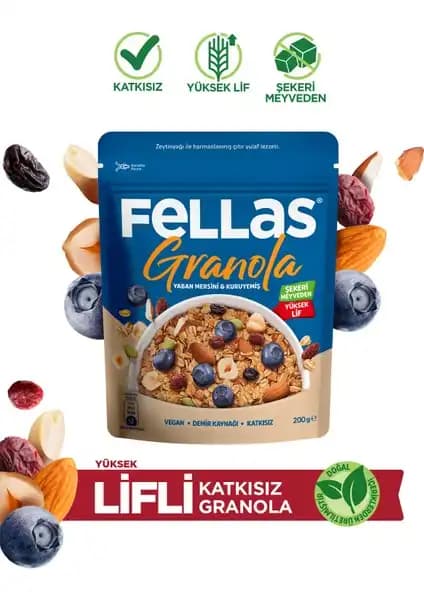 Fellas Granola Yaban Mersini ve Kuru Yemişlerle Sağlıklı ve Lezzetli Atıştırmalık