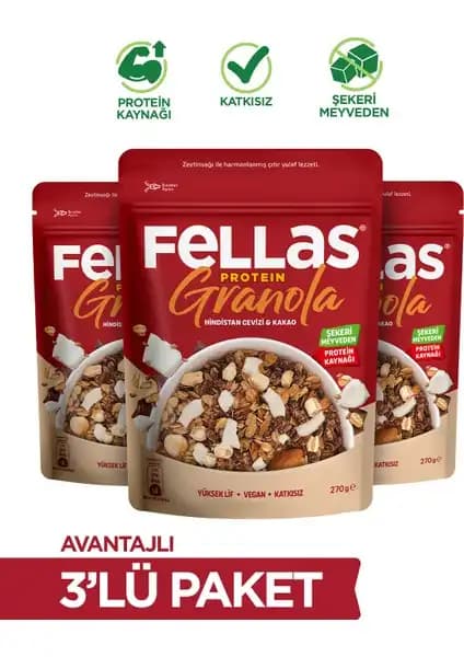 Fellas Protein Granola Hindistan Cevizi ile Sağlıklı ve Lezzetli Atıştırmalık Alternatifi