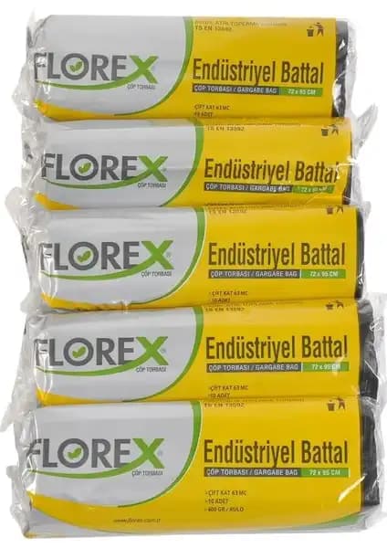 Florex Endüstriyel Siyah Çöp Torbası 72x95 cm dayanıklı ve büyük hacimli çözümler