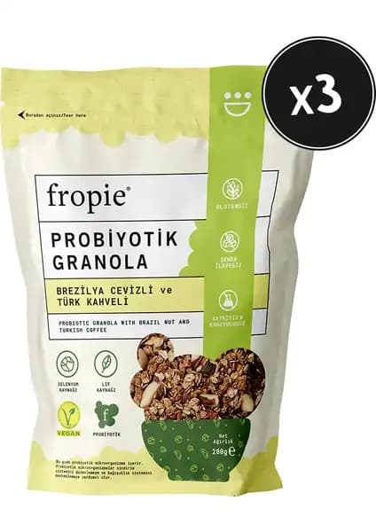 Fropie Probiyotik Granola Brezilya Cevizi ve Türk Kahvesi ile Sağlıklı Atıştırmalık