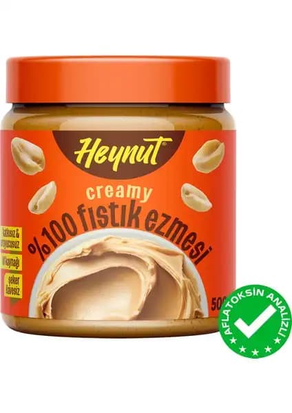 Heynut %100 Fıstık Ezmesi Akışkan Kıvam Sağlıklı ve Vegan Dostu 500g