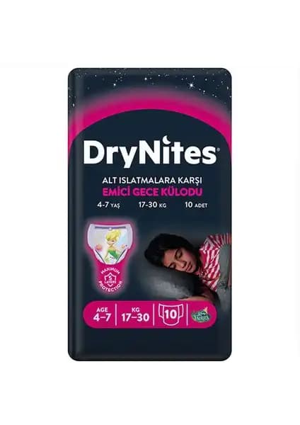 Huggies DryNites Kız Emici Gece Külodu 4-7 Yaş Çocuklar İçin Güvenli ve Konforlu Uyku Çözümü