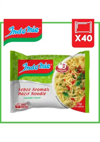 Indomie 40'lı Sebze Aromalı Hazır Noodle Koli Pratik ve Lezzetli Atıştırmalık Alternatifi