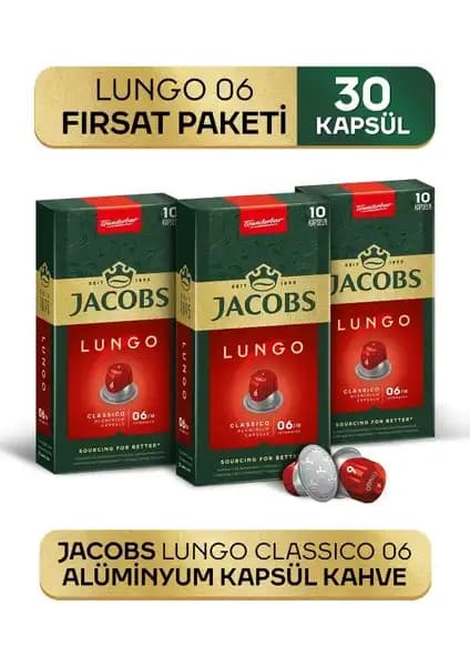Jacobs Lungo 6 Classico Kahve Kapsülleri Nespresso Uyumlu Pratik ve Lezzetli