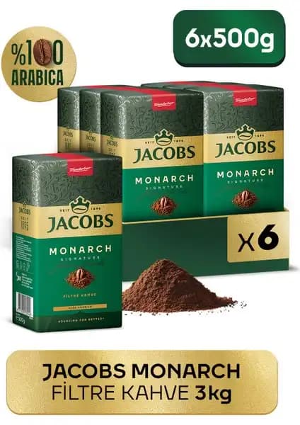 Jacobs Monarch 500 Gr %50 Arabica Öğütülmüş Kahve Seti Kaliteli ve Dengeli Lezzet Sunar